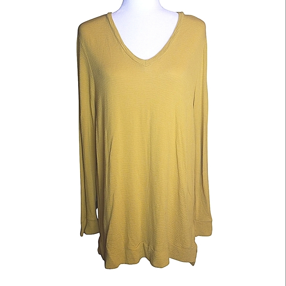 Adrianna Papell Tunic Honey Gold Moon Dance Long Sleeve Size Large